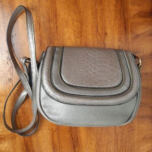 Jessica Simpson Shimmering Silver Snakeskin Evening Crossbody Bag